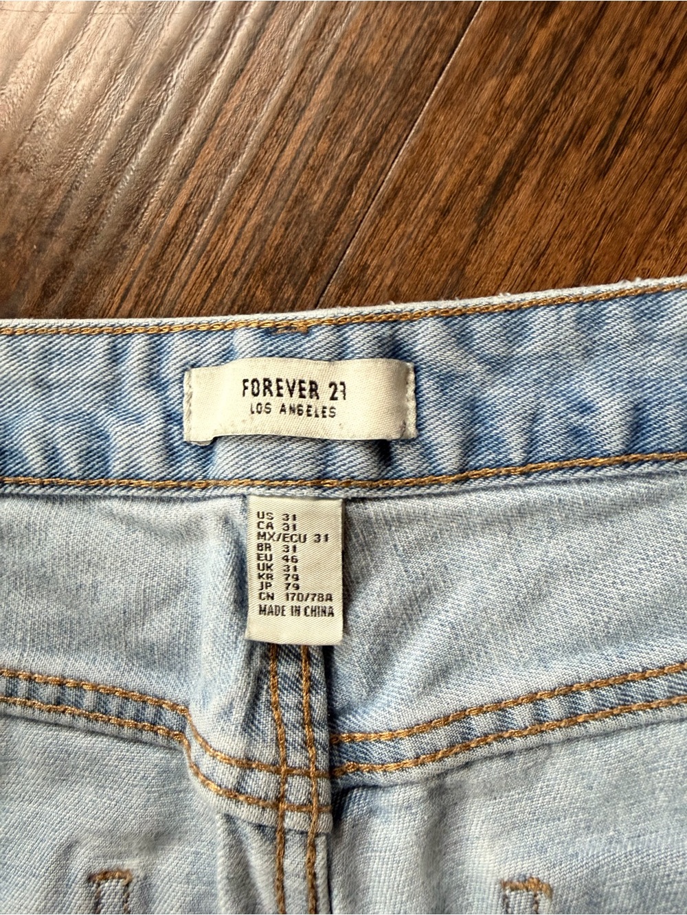 Forever 21 Light Blue Distressed Straight Leg Jeans - Picture 2 of 3
